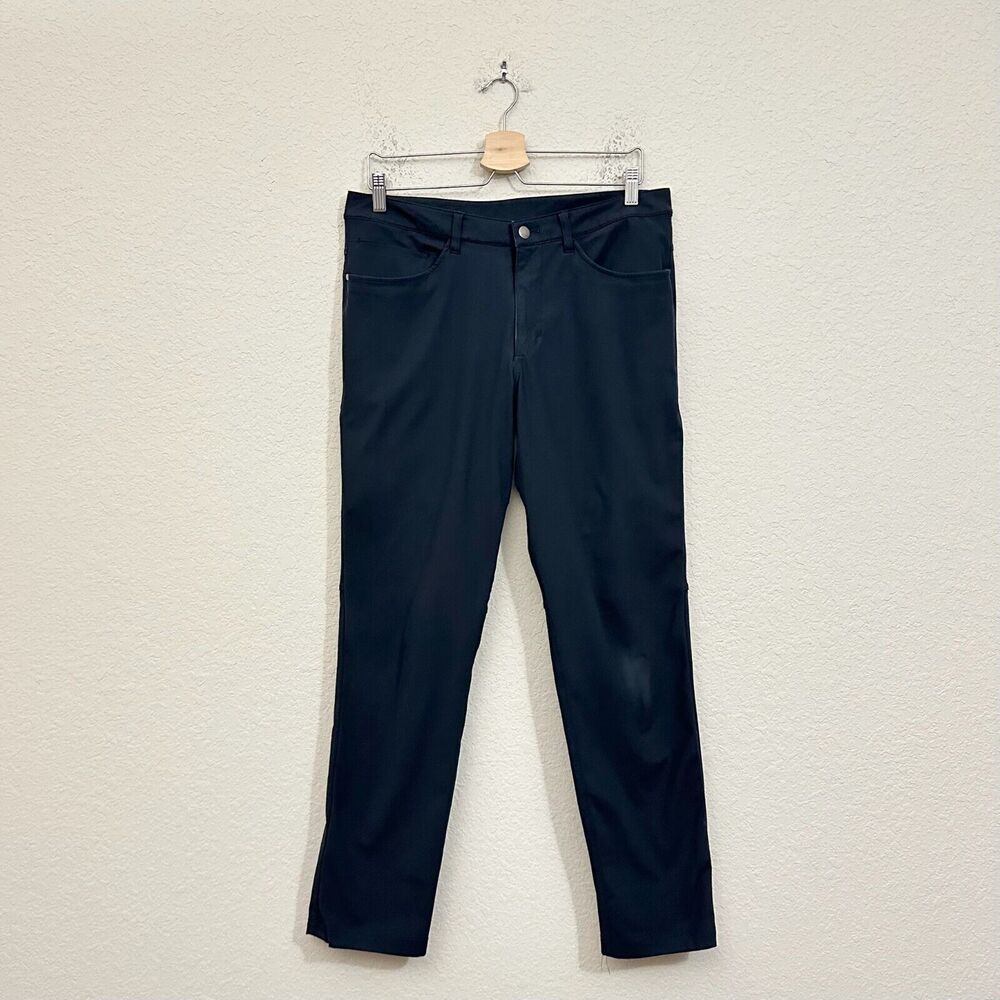 LULULEMON ABC Classic Fit Pants Chino Navy Blue Warpstreme 5-Pocket